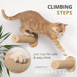 Wooden Cat Wall Hammock Balcony Cat Hammock Hanging Cat Bed Cat Shelf Pet Cat Climbing Ladder Hammock Cat Bed