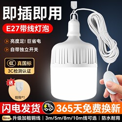 Led Energy-Saving Light Bulb with Cable, E27 Screw Base, Ultra-Bright Light with Switch, Household Lighting Fixture with Switch