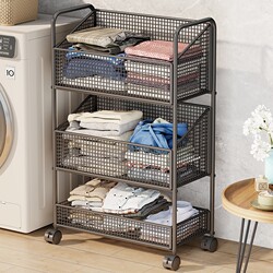 Dirty Laundry Basket with Wheels for Home Use, Layered Storage for Clothes in the Bathroom