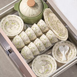 Jingdezhen Bowl and Plate Set for Home Use, New Wedding Bowl and Plate Set, High Aesthetic Ceramic Tableware, New Wedding Bowl, Chopsticks, Plate, Housewarming