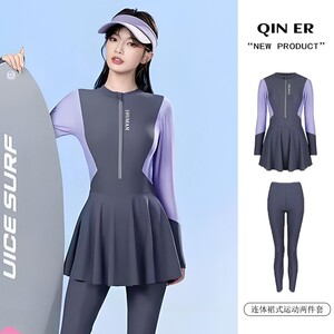 
Swimsuits for women with large size trousers 2025 new hot surf suits anti-body dress diving suits high-end long sleeves