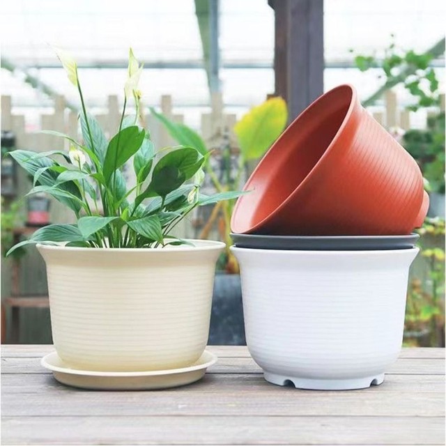 Durable plastic household resin flower pot green plants large courtyard indoor ceramic extra large living room balcony desktop
