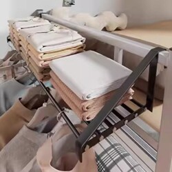 Dormitory Clothes Hanger, Bed End Extension Storage Rack, Bedside Clothes Hanging Rack, Upper Bunk Storage Shelf, Wall-Mounted Heavy-Duty Rack