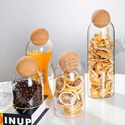Tea jar glass sealed jar household food grade scented tea storage jar display jar acacia wood lid storage bottle