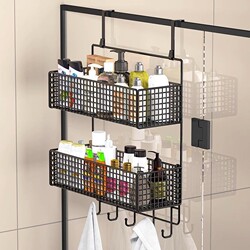 No-Drill Hanging Rack Bathroom Storage Shelf Shower Room Organizer in Stock Double-Layer Grid for Bathroom Shower Room