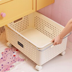 Under-Cabinet Dirty Laundry Basket for Home Bathroom, Large Capacity Wheeled Cart, Bathroom Laundry Basket, Dirty Clothes Storage Bin