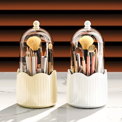 Rotating Makeup Brush Storage Tube Dust-Proof Lipstick Eyeshadow Cosmetics Storage Box with Lid Dressing Table Desktop Storage Rack