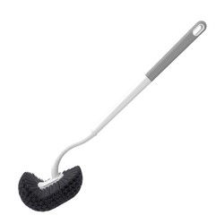 Toilet brush with extended handle and no dead ends cleaning brush