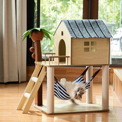 Coconut Tree Island Cat Climbing Frame, Cat House, Integrated Cat Villa, Small Apartment, Space-Saving, Wear-Resistant, All-Season Cat Toy
