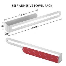 No-Drill Towel Rack 304 Stainless Steel Bath Towel Storage Rack Kitchen Towel Bar Single Rod Bathroom Hardware Accessory