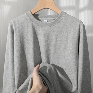 
2025 pure cotton men's autumn clothing men's long-sleeved T-shirt slim solid color round neck bottoming trendy fashion tops T-shirt