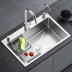 304 Stainless Steel Sink, Large Single Bowl, Thickened Vegetable Washing Basin, Kitchen Household Sink, Dishwashing Sink, Undermount Sink, Abovemount Sink