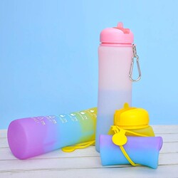 Gradient Color Silicone Foldable Water Cup for Running, Fitness, Outdoor Sports, Portable Water Bottle 600ml, Cycling Silicone Water Bottle