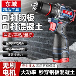 Dongcheng 16.8V Multifunctional Brushless Household Impact Drill, Small Powerful Lithium Electric Drill, Rechargeable Electric Screwdriver