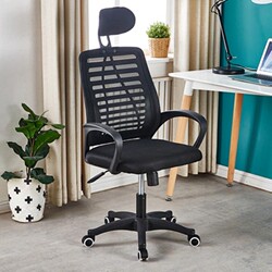 High-Back Comfortable Mesh Swivel Chair Computer Chair Home Office Chair Staff Meeting Chair Dormitory Student Chair with Headrest
