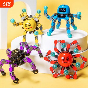 Fingertip gyro toys for children boys rotating between fingers decompression deformation luminous machinery for boys turn around LeBron
