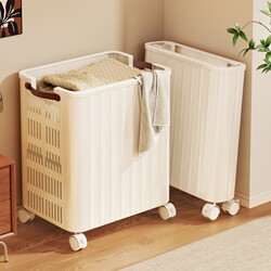 Dirty Laundry Basket, High-End Movable Cart for Home Use, Large Capacity, Foldable Bathroom Laundry Basket