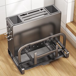 Kitchen Knife Storage Rack 2025 New Model Multifunctional Cutting Board Rack Knife and Chopstick Holder Integrated Cutting Board Knife Storage Rack