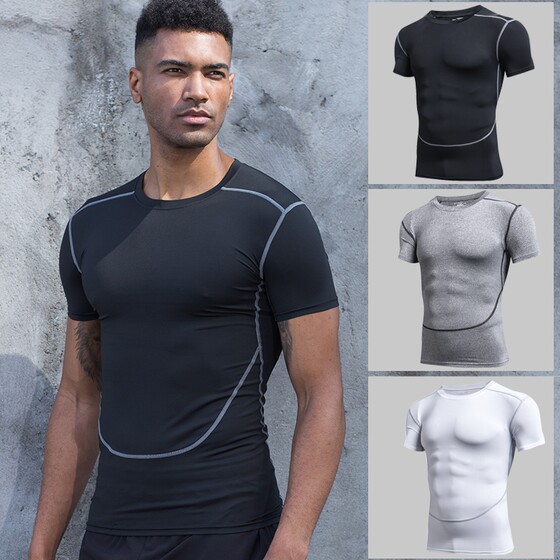 
Fitness clothing short-sleeved men's loose quick-drying sports running T-shirt tight basketball training long-sleeved spring tops