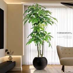 Artificial Green Plant Money Tree, High-End Luxury Indoor Living Room Decoration, Large Potted Plant, Faux Plant, Artificial Flower Arrangement