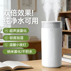 Small Humidifier for Office Desktop, Home, Bedroom, Silent Hydration Device, Dual Spray Mini USB Rechargeable Long-Lasting Mist Humidifier for Mother and Baby, Dormitory Student 2025 New Model Night Light