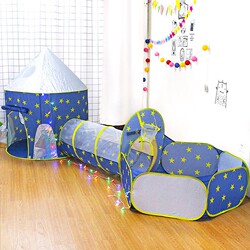 Children's Indoor and Outdoor Three-In-One Play Tent Set of Three: Starry Sky Rocket, Space Capsule, Ocean Ball Pool, Yurt