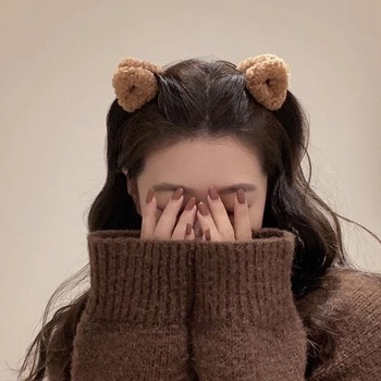 Bear furry ears bangs hair clip lamb clip cute hair card princess new headdress autumn and winter hair accessories