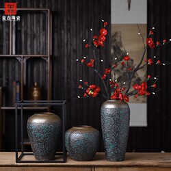 Jingdezhen Ceramic Vase Retro Chinese-Style Living Room Dining Table Countertop Flower Vessel Antique Copper Green Home Decor Decorative Vase