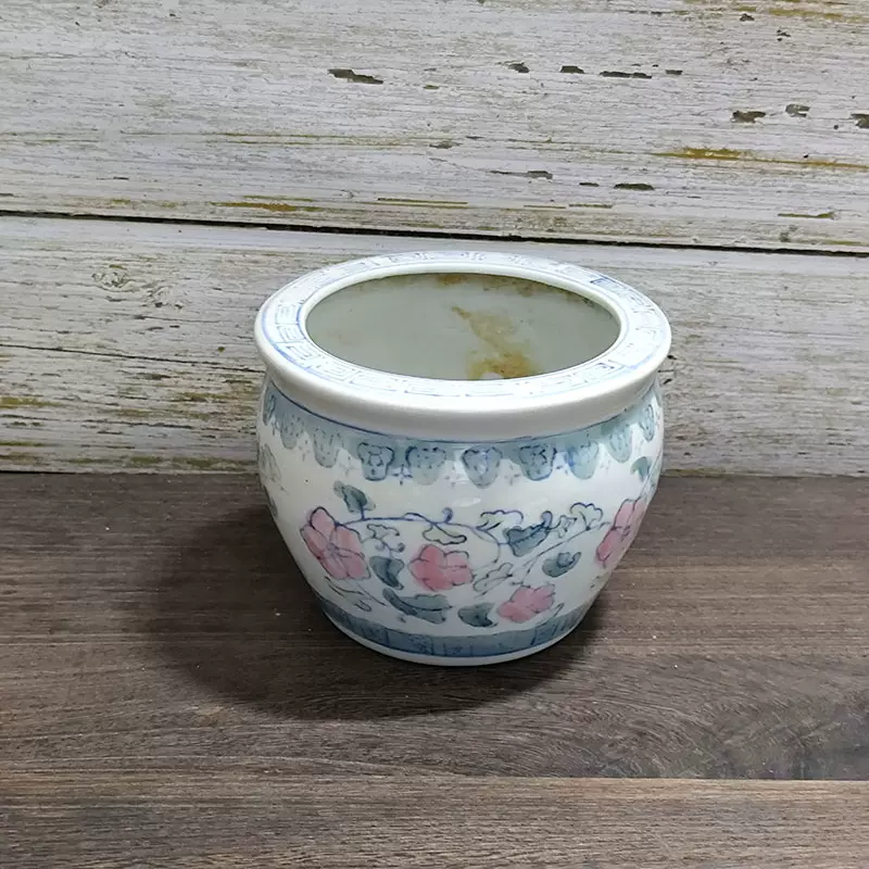 七八十年代出口创汇时期粉彩四季花卉将军罐茶叶罐老瓷器物件摆件