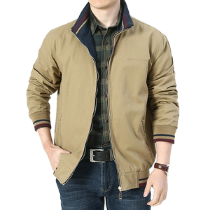Spring and autumn men's jackets Pure cotton wore casual workers with collar jackets Men's double -sided loose large size coat men