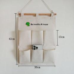 Cotton and Linen Wall-Mounted Multi-Layer Mobile Phone Storage Bag Dormitory Door Bedside Card Hair Accessories Stationery Storage Miscellaneous Bag