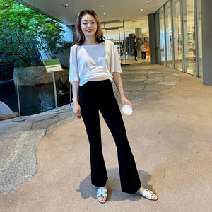 
Maternity pants summer thin outer-wear boot-cut pants for small people without support belly leggings 2026 new maternity wear