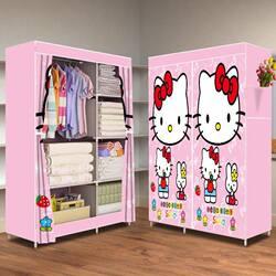 [with Zipper] Simple Wardrobe for Dormitory and Home Use, Large Capacity Fabric Wardrobe, Economical Dustproof and Moisture-Proof Storage Cabinet