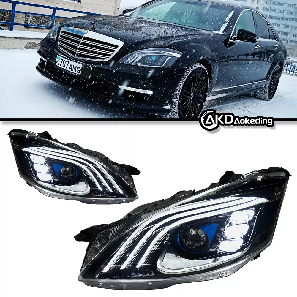 专用于S级W221三眼皮大灯总成几何多光束S400 S450 S680迈巴赫款-Taobao 