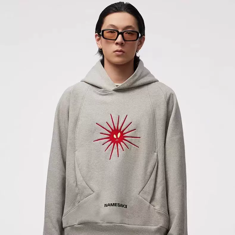 Joey Off Court hoodie小众太阳刺绣加绒连帽衫情侣款卫衣vibe风-Taobao