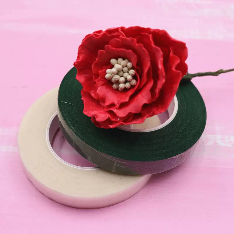 樹脂粘土麵包花多肉植物花莖手工綠色膠帶軟陶花藝膠帶紙