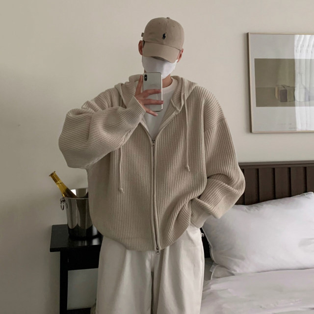 MRCYC lazy style hooded sweater jacket for men in autumn and winter commuting Korean loose high-end sweater