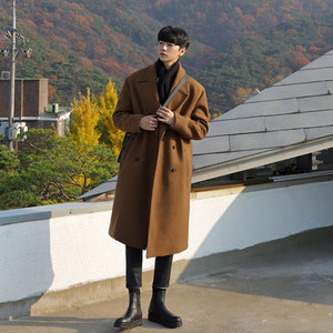 MRCYC mid-length woolen coat men's windbreaker winter thick wool coat Korean trendy casual loose jacket