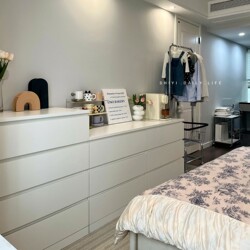 Solid Wood Chest of Drawers Storage Cabinet White Lacquer Minimalist Nordic Six-Nine Drawer Cabinet Bedroom Bedside Drawer Cabinet Storage Cabinet