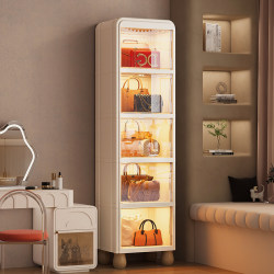 Bag Storage Cabinet, Home Floor-Standing Display Cabinet, Bedroom Cream-Style Multi-Layer Luxury Storage Rack for Large Leather Bags