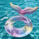 INS swimming circle parent -child mermaid children's underarms ring net red adult transparent thickened sequins buoyant life ring