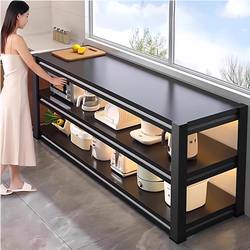 Kitchen Storage Rack 100cm High New Model Floor-Standing Three-Layer Storage Rack Low Shelf Multi-Functional Carbon Steel Storage Rack