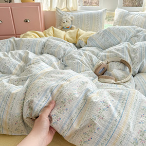 
Class A double layer gauze pure cotton four-piece set bed full cotton quilt cover bed sheet quilt cover new style student dormitory three-piece set 4