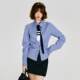 Girlhalo American retro long-sleeved shirt for women in autumn new casual blue and white plaid waist-hugging slimming top