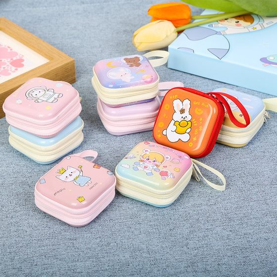 Cute Macan Iron Pack Children's Coin Pack Creative cartoon square headphones zipper bag data cable storage box