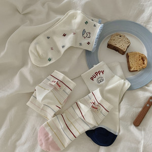 Good Friday Spring and Summer Series New Cartoon Cute Embroidered Jacquard Versatile Medium and Short Women's Socks Sold 0