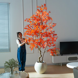 Simulated Red Maple Tree, Large Green Plant, Indoor Light Luxury Artificial Tree, Shopping Mall Balcony, Shop Window, Artificial Plant for Landscaping