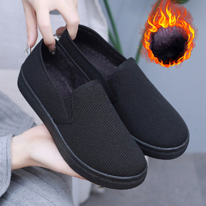 
Old Beijing cloth shoes with soft soles and velvet for men and women, low-top shoes, non-slip black work shoes, slip-on lazy canvas shoes for women
