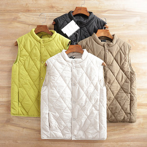 
Japanese retro! Lightweight, windproof and warm! New autumn and winter men's solid color stand collar quilted cotton vest vest vest