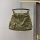 2024 autumn new models can adjust the waist retro -defense light work pocket pocket A -line hip -ray denim skirt women's tide